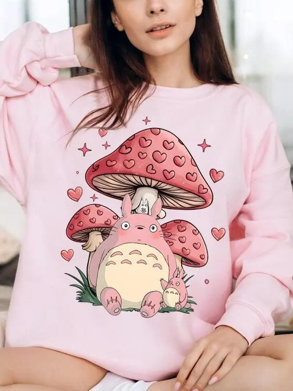 Valentines Totoro Sweatshirt, My Neighbor Totoro Shirt, Pink Totoro Sweater, Anime Valentine's Day Sweatshirt, Valentine Studio Ghibli Shirt, Studio Ghibli Sweater, Totoro Lover Gift, Happy Valentines Day Shirt
