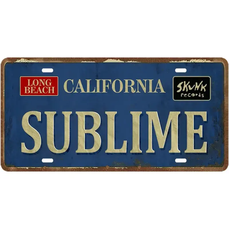 Sublime Poster Vintage Metal Tin Sign Sublime California Sign Funny Street Signs Long Beach California Sublime Poster 90s Posters Hippie Room Decor For Home Cafe Bar Pub, Car Vehicle License Plate Souvenir Wall Decor