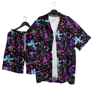Darkraiabsol PKM Hawaiian Shirt Set – Tropical Button-Up Shirt, Summer Beach Short, Funny Unisex Vacation Outfit, Family Matching for All Ages,  Shirt Gift