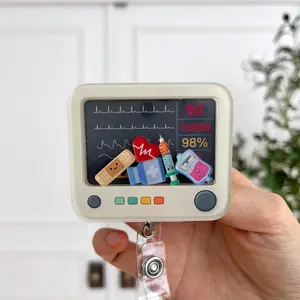 Heart Monitor Shaker Badge Reel: Playful EKG Nurse Badge Clip