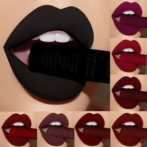 Waterproof Matte Nude Liquid Lipstick Dark Red Black Long-Lasting Liquid Lipstick Women Makeup Lipgloss Lip Tint