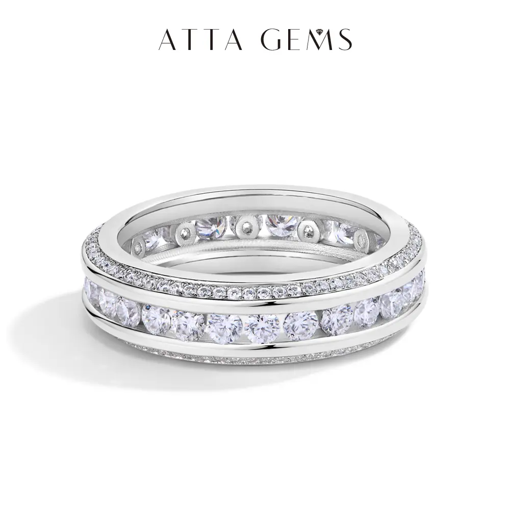 Elegant Glittering Moissanite Decorated Ring, 2.3mm Special Design Synthetic Eternity Ring for Women, Ideal for Daily Wear, Birthday Present R158, Elegant Glittering Ring summerwins