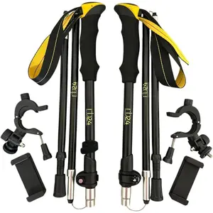 Ultralight Trekking Poles with 180 °   Adventure Phone Mount/Phone Holder– 7075 Aluminum, Foldable 5-Section Hiking Poles with EVA Grip - Explore Boldly, Trek Elevated telescopic stick