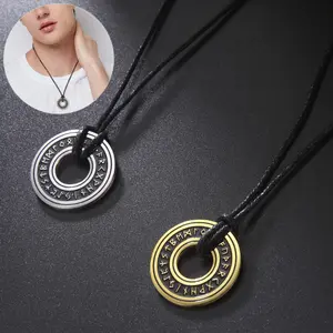 Vintage Nordic Rune Necklaces For Men Stainless Steel Norse Runes Viking Jewerly Pagan Elder Futhark Pendant Amulet Fashion Jewelry, Gifts