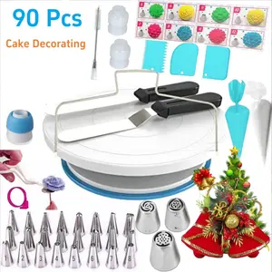 Nw 2Lbs Christmas Gift 90pcs Cake Decorating Kit for Beginners - 24 Numbered Icing Tips, Piping Nozzles & Essential Baking Tools for Easy Baking