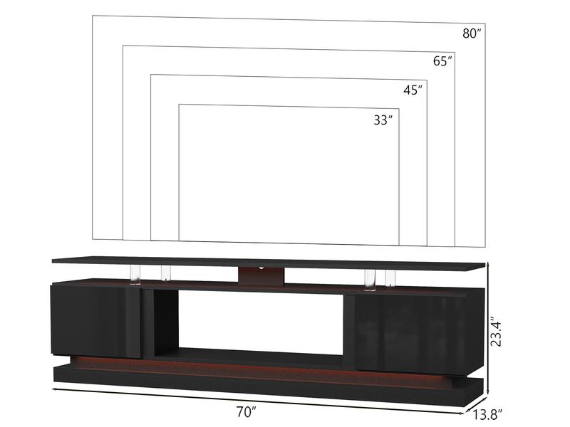 [TV STAND ONLY]oneinmil 70 Inch Black TV Stand Modern Entertainment Center with Storage & Media Console for Living Room & Bedroom Sleek Design tables nursery 2-layer shelf