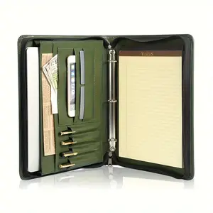New 3 Ring Binder Multifunctional Olive Green Briefcase Vegan Office folders