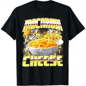 Funny Meme Shirts For Men, Macaroni and Cheese Meme Rap Style 90s Vintage Funny T-Shirt Menswear Top rock merch