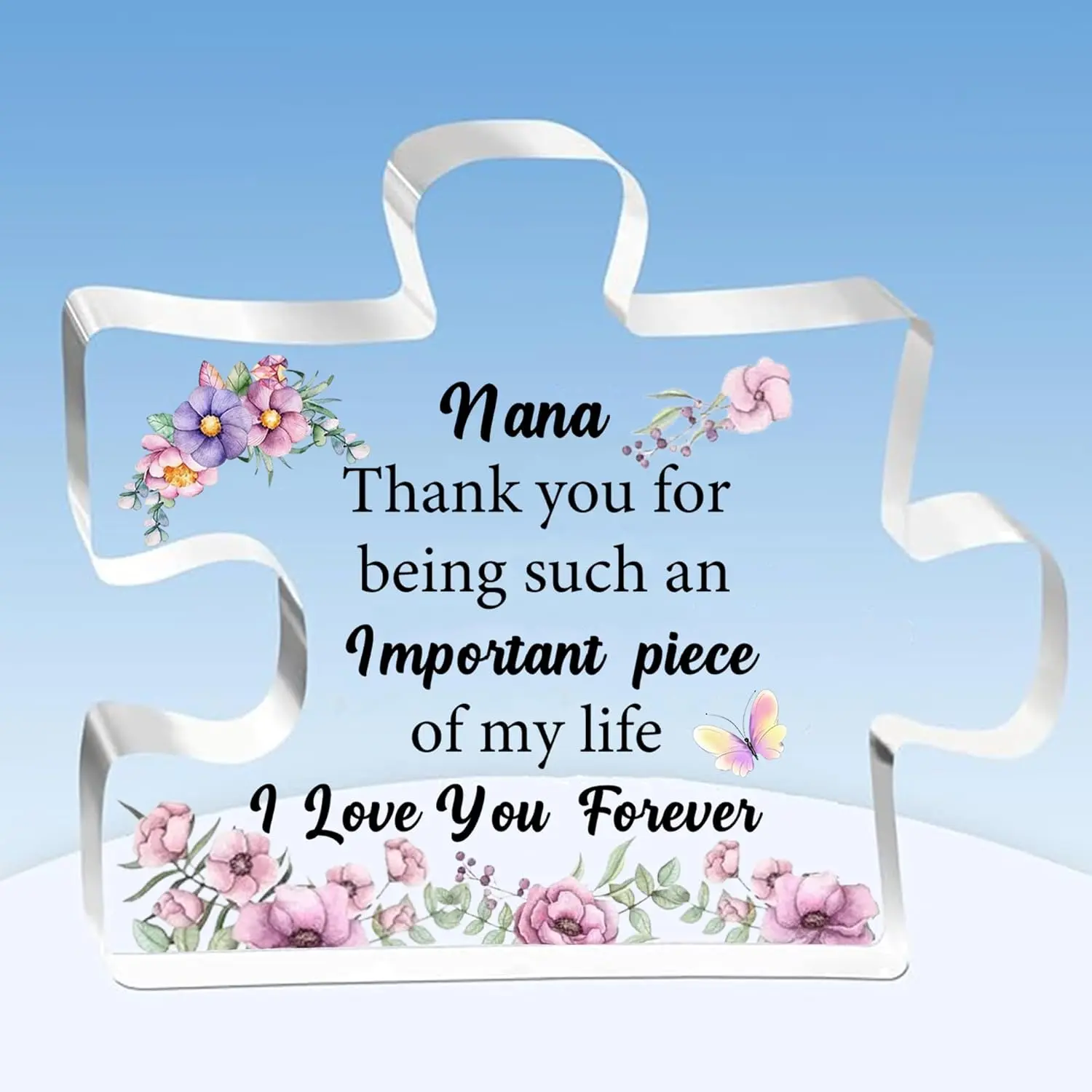Nana Puzzle Plaques Mother's Day Gifts Grandma Appreciate Birthday Present Nan Acrylic Sign Home Decorations Granny Christmas Souvenirs Thank You for Being Such An Important Piece Kepsake Flower Design Room Decor Acrylic Signage Plaque
