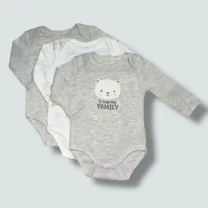 Boys 3 Pack Long Sleeve Bodysuit - Cuddle Club Gray