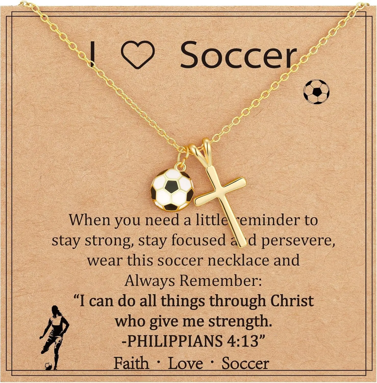 2026 Soccer Keychain – Trophy Pendant Souvenir Gift | Christian Faith Necklace for Soccer Players, Valentine’s Gift for Boyfriend