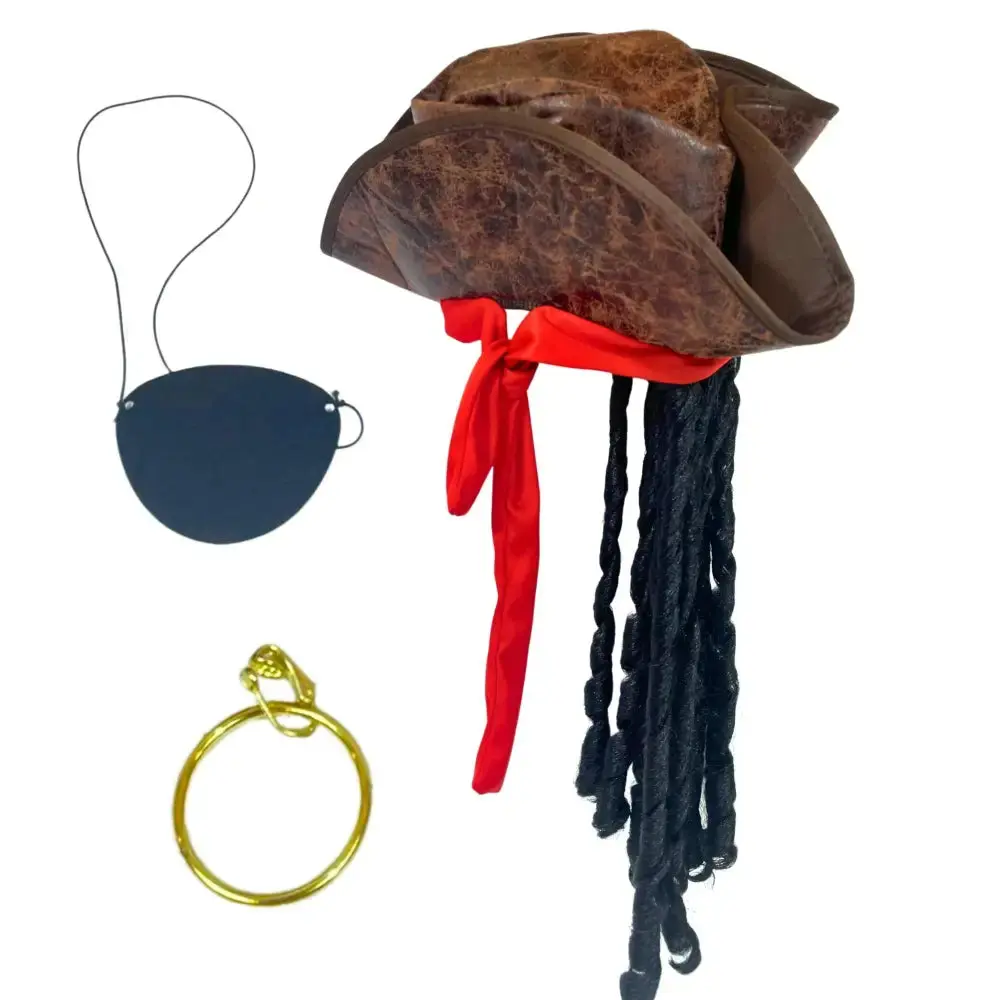 4E's Novelty 3 pcs Pirate Set – Authentic Pirate Accessories for Men, Women, and Kids