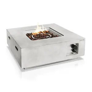 Concrete Propane Fire Pit Table, 40,000 BTU, Weatherproof, Gray