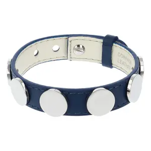 Steel by Design Adjustable Leather Disc Bracelet