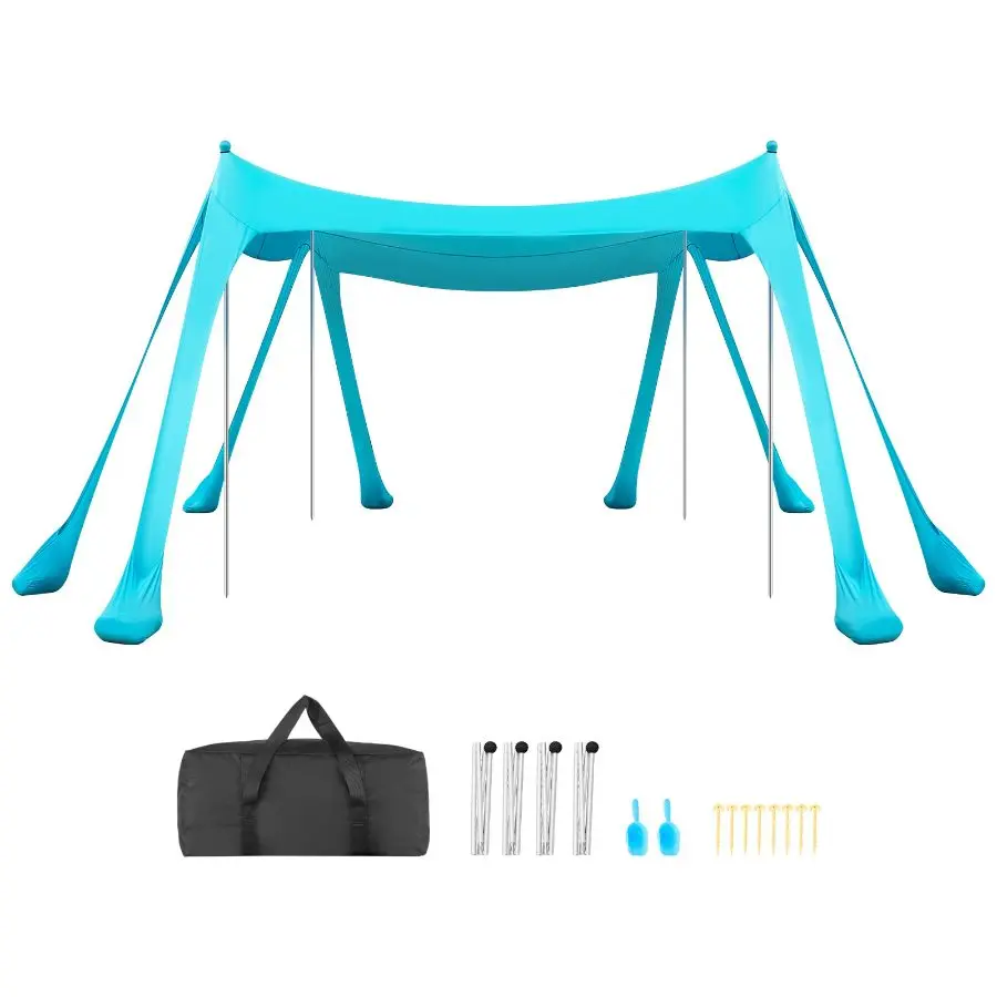 【DealsForYouDays】fathersdaygift VEVOR Beach Tent Sun Shelter, UPF50+ Sun Protection, 6.6 ft Tall, 10x 10 ft, Easy Pop Up Beach Canopy with Sandbags, Stability Poles, Sand Shovels, Portable Shade for Family, Camping, Fishing, Green