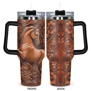 Horse Pattern Stainless Steel Tumbler, 40oz Insulated Durable Water Bottle, Perfect Gift for Horse Lovers and Equestrians, Great for Hot or Cold Beverages, Drinkware