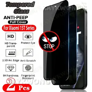 KAYKWONG'S Two-Piece Anti-Spy Tempered Glass Screen Protector for Xiaomi Mi 15t Pro and Mi 15t Series, Bubble-Free Installation, Privacy Protection
