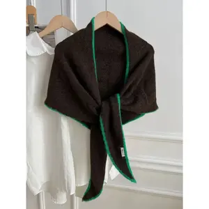 Women's Fashion Contrast Color Triangle Scarf, Premium Knit Shawl Wrap, Soft Breathable Shoulder Cape for Spring/fall, Elegant Versatile Multi-Wear Neck Scarf