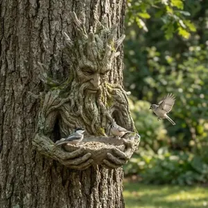 Large Tree Spirit Statue Decoration, Outdoor Bird Feeder, Garden Sculpture, Yard Art Decor, Tree Hugger, Courtyard Art Statue