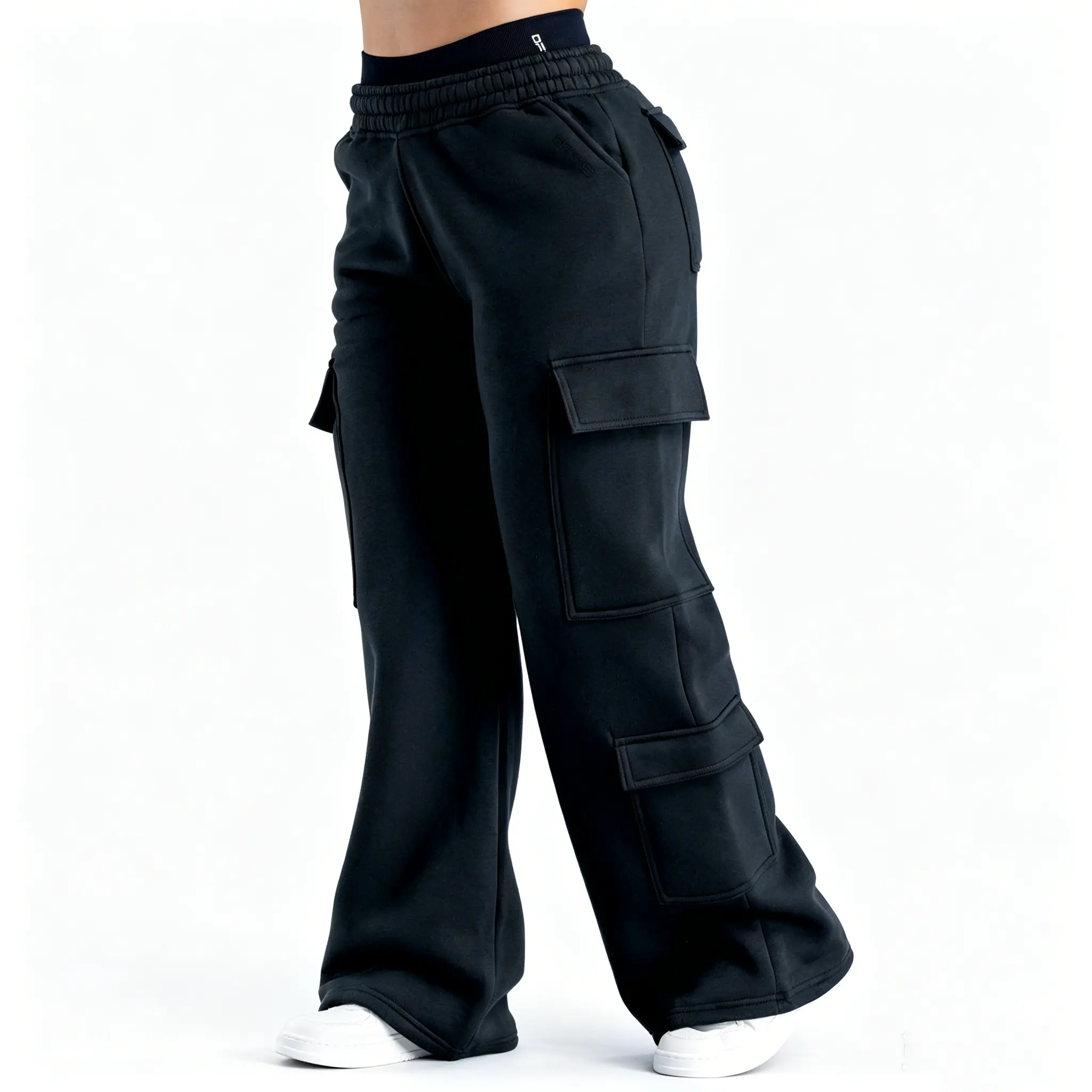 DFYNE Women's Oversized Cargo Sweatpants - High Waist Wide Leg Streetwear Joggers with Multi Pockets,Straight-leg trendy sports pants, cargo pocket wide-leg pants, street style loose floor-length trousers
