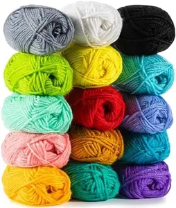 Yarn for Crocheting 15x20g Acrylic Soft Knitting Yarn for Crafts Multicolor Skeins for Crocheting DIY Bulk for Handicraft Knitting Scarves Ideal Gift for Beginners Adults