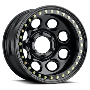 Raceline RT81 Rock 8 17x8in / 8x165.1 BP / -25mm Offset / 130.81mm Bore - Gloss Black Beadlock Wheel