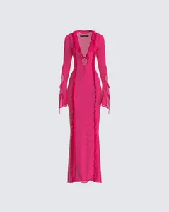 Florence Magenta Mesh Maxi Dress