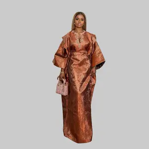 Boubou Dress Luxury African Floral Design for Special Occasions Handmade Casual Bubu with Intricate Hand Embroidery & Beadwork Elegance Party Formal Cotton - Elegant