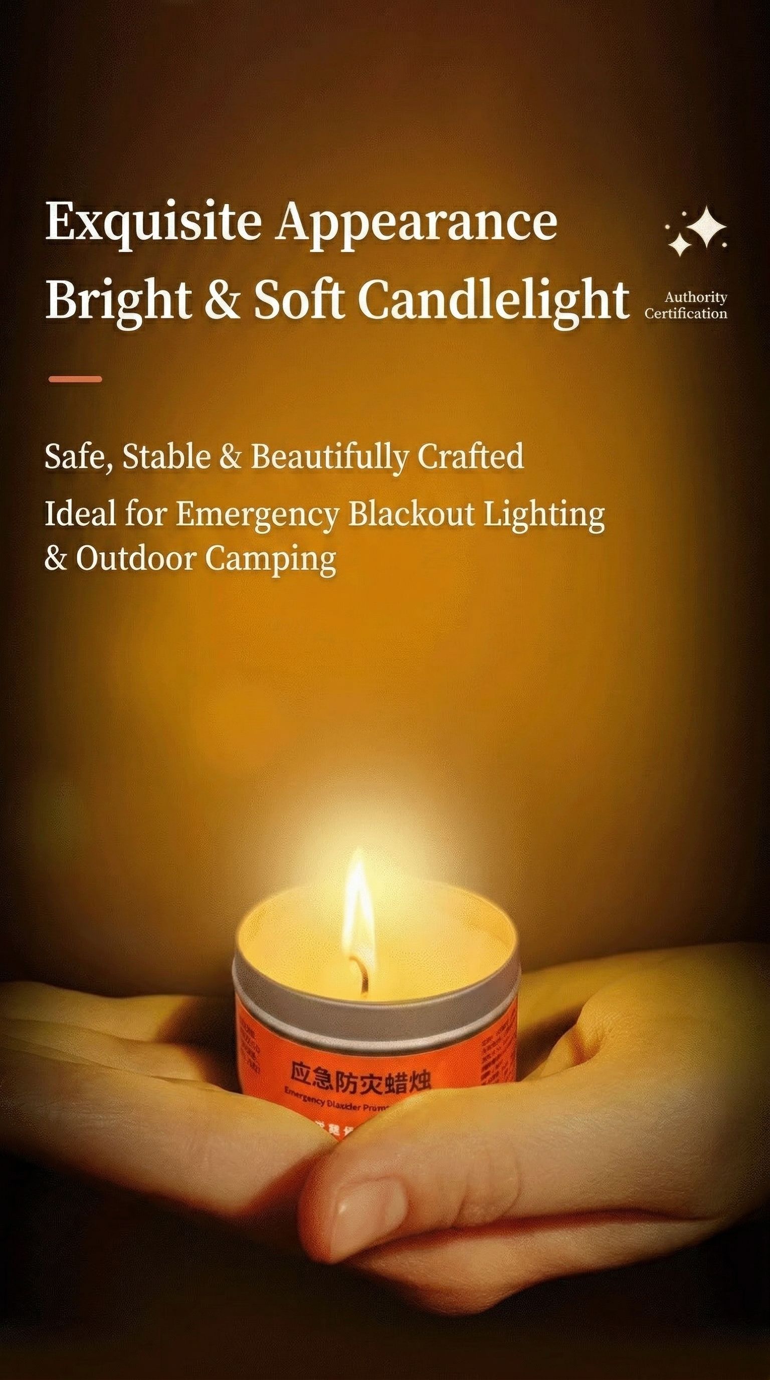 Long-Burning Emergency Candles (Pack of 3) - 30 Hour Burning Time Per Candle - Reliable Heat & Light for Survival Kit, Power Outage, Camping, & Disaster Preparedness - 100% Cotton Wick In Secure Tins