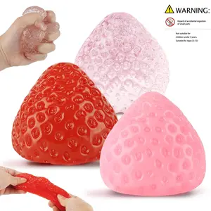 Handmade Strawberry Squeeze Toy, Sticky Stress Relief Sensory Toy, Perfect Desktop Accessory, Anxiety Relief Party Gift