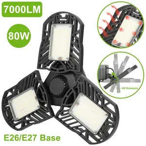 6500K LED Garage Workshop Light, E26/E27 80W 7000LM Deformable Die Cast Aluminum Ceiling Light Bulb-2107 roof tent