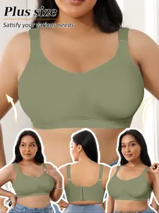 3-Pack [Plus Size Women's Bra] Ultra-Comfortable Seamless Wire-Free Ultimate Bra with Adjustable Straps and Multi-Row Hook Closure, Providing Full-Cup Support for Curvy Girls, Suitable for Daily Wear and Yoga!