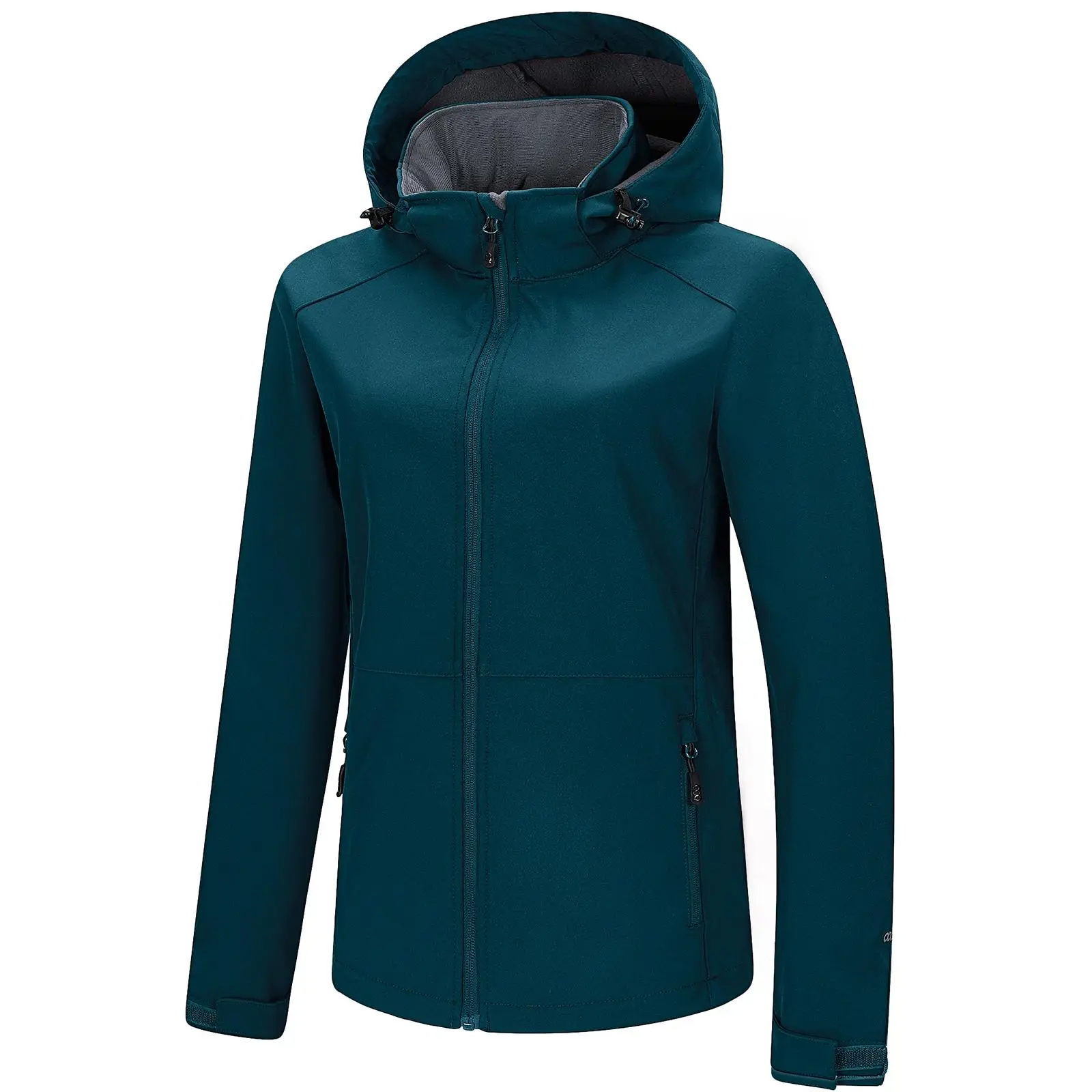 33,000ft Women's Waterproof Softshell Jacket with Removable Hood Lightweight Fleece Lined Warm Insulated Rain Windbreaker