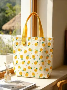 Handbag, foldable lightweight shopping bag, multi-functional storage bag, pineapple print beach vacation bag, lemon decoration, portable for home, dormitory, travel, vacation, suitable for men, women, wives, students, teachers, friends, mothers,