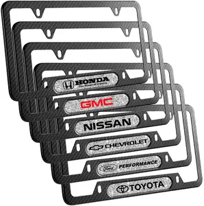 for MONKEY KING Premium Carbon Fiber License Plate Frame 2-Pack Durable Rustproof Aluminum Alloy Mounting Bracket with Screws & Diamond Logo Tag for Nissan  Vehicles car stuff cars accessories