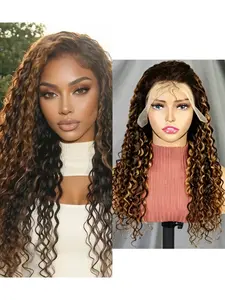 100% Human Hair Wavy Wig, 22 Inch Pre-Plucked Baby Hair, 13x4 Lace Front, 200% Density, Multiple Curl Options, Women's Fashion Accessory