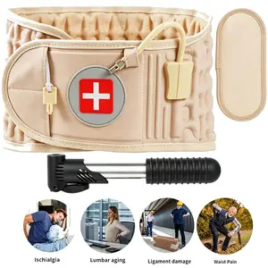 Air Traction Lumbar Support Belt, Adjustable Back Brace for Spinal Relief, Breathable Waistband, Includes Hand Pump & Extension Pad for All Waists Daily Use