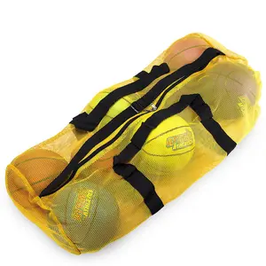 212 MAIN Heavy-Duty 39x24 in. Roomy Capacity Mesh Fabric Sports Bag with Strap - Yellow, Multi-Sports Gear Storage Accessory for Football Balls, Football Equipment