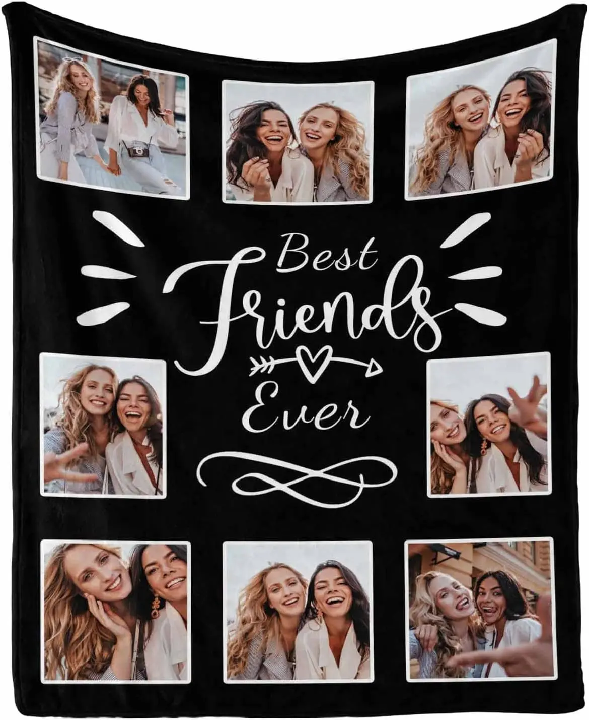 Custom Best Friend Blanket for Women Gifts for Besties, Personalized Friendship Blankets with Photo Collage for Besties BFF Sister Friends Birthday Christmas T1