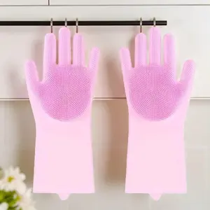 ‌Long Sleeve Silicone Grooming Glove for Dogs Cats Foam Scrubbing Bristles Bathing Gloves Pet Care Tool Waterproof NonSlip Easy Clean Massage Brush for Puppy Kitten‌