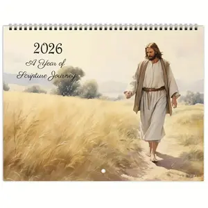 2026 Bible Stories Wall Calendar Jesus Themed Monthly Planner Religious Art Illustrations Material Christian Decor Gift ﻿