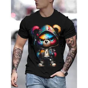 Hasna Novelty Men's 3D Printed Fashion T-Shirt Casual Trendy Graphic Tees Summer Streetwear Short Sleeve Tops