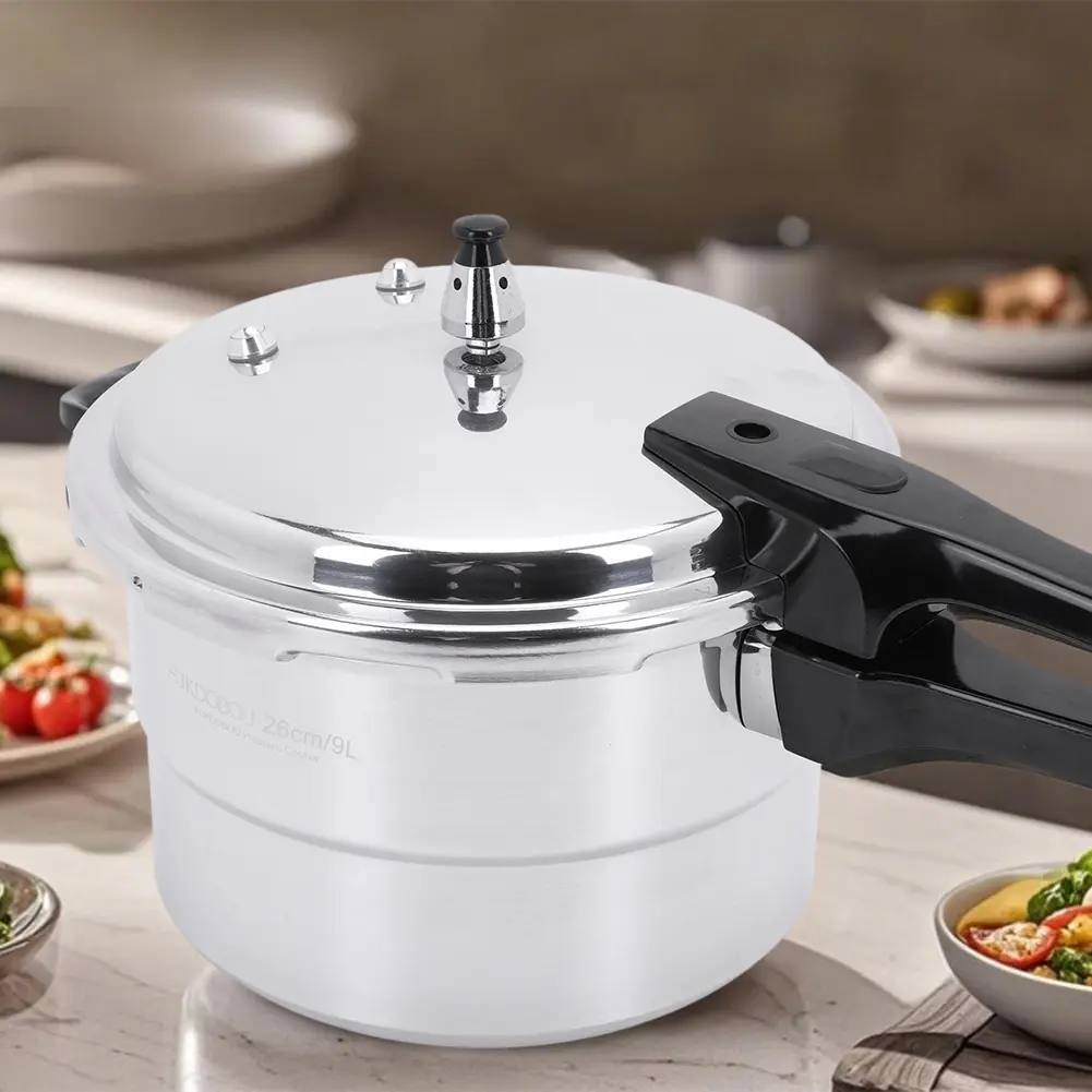 Multi-Size Seamless 1-Piece Aluminum Alloy Pressure Cooker Pot with Steaming Plate, 6-Layer Nutrient-Lock Safe Household Cookware for Gas, Induction Stovetops, Canning