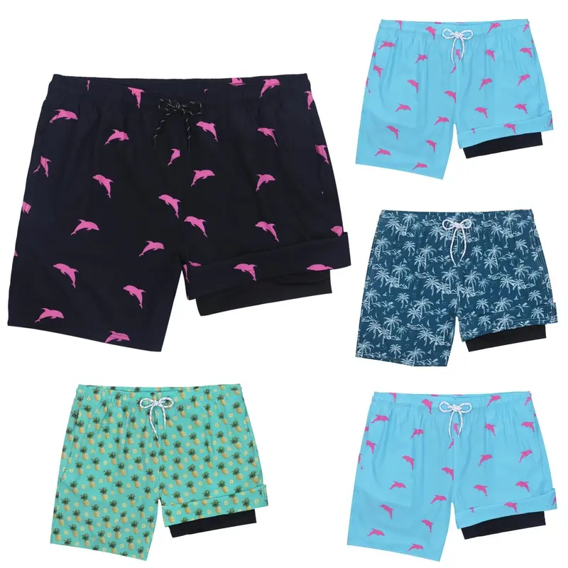 Mens Swim Trunks Vintage Floral Quick Dry Beach Shorts Bathing Suit with Mesh Lining