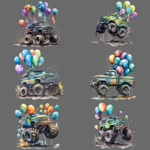 Monster Truck Pattern Iron-on Transfer Sticker, 8 Counts/set Washable Heat Transfer Decals for T-shirts, Jeans, Backpacks, DIY Decoration