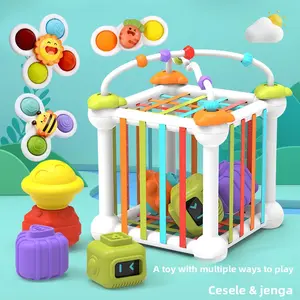 Baby Rainbow Stacking Fun Beaded Puzzle Blocks Educational Toy Gift for Infants and Toddlers