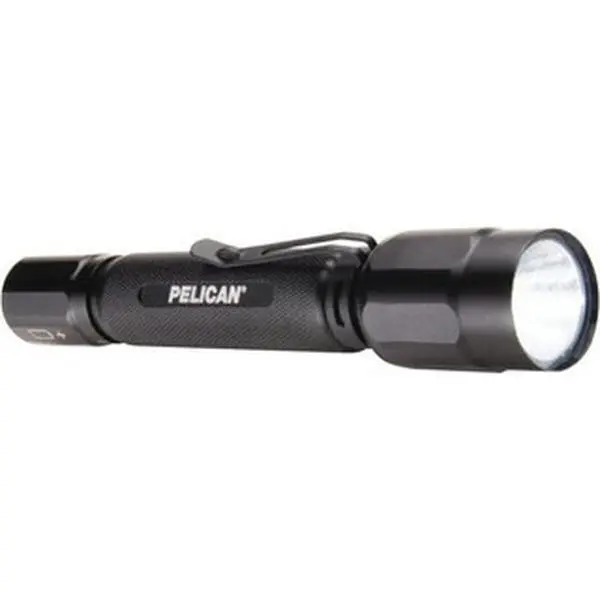 Pelican Compact Mini Flashlight - 375 Lumens White LED Bulb, Black Aluminum Body, 2 AA Alkaline Batteries Included (023600-0002-110) | Home Improvement Outdoor Lighting | MOQ=1