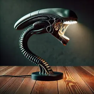 USB Alien Shaped Resin-Sculpture Lamp, Led Lamp, Home Decor for Unique Bedroom Lighting, Decorative Extraterrestrial Figurine for Living Space
