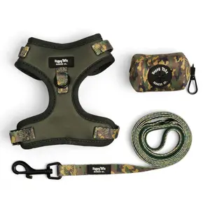 Camo Canine Dog Walking Set with Adjustable Harness, Leash, & Poop Bag - Camoflauge