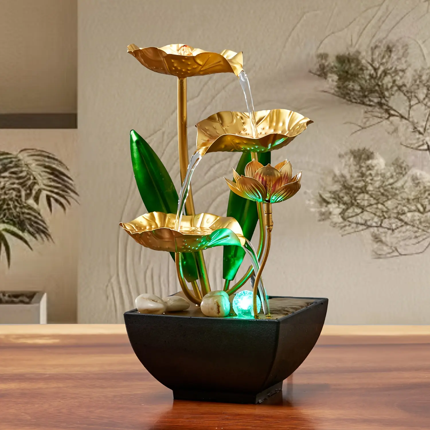 Small Indoor Fountain Automatic Humidifier Desktop Decoration, Perfect for Living Room and Bedroom Relaxation Handicrafts, Humidifier Atmosphere Light, Humidifier for Home
